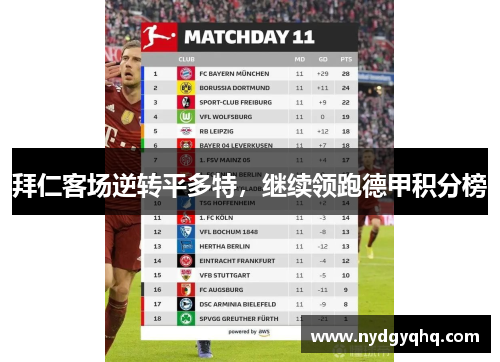 拜仁客场逆转平多特，继续领跑德甲积分榜